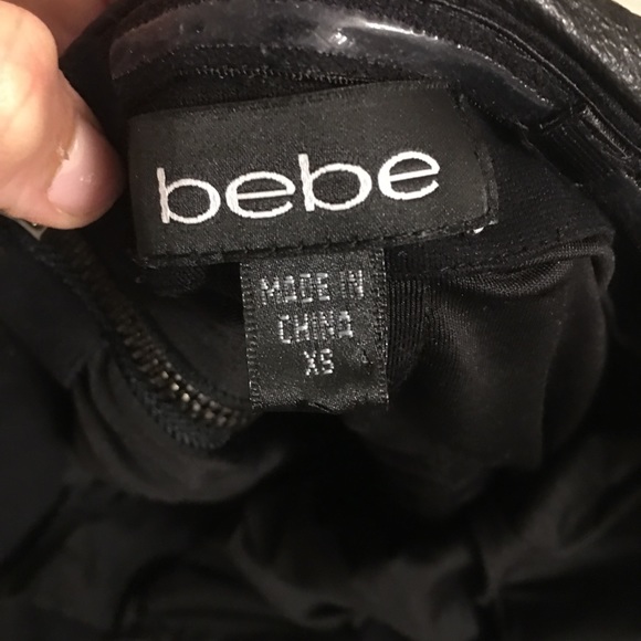 SOLD! Bebe |  Black Leather Jumpsuit Strapless - Picture 7 of 8